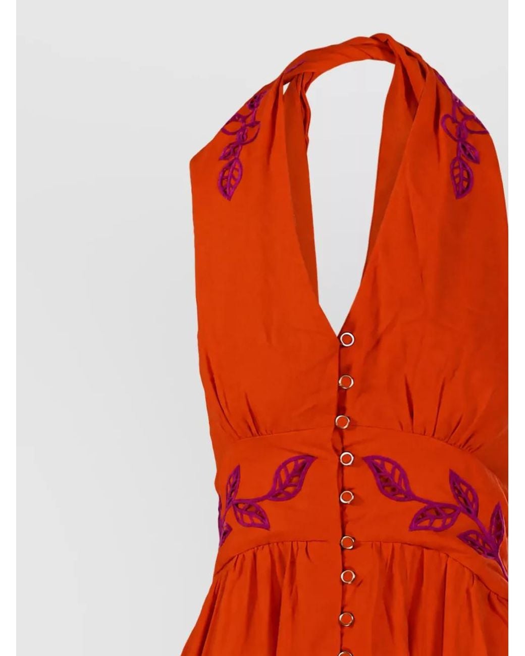 Farm Rio Red Linen Buttoned Maxi Dress