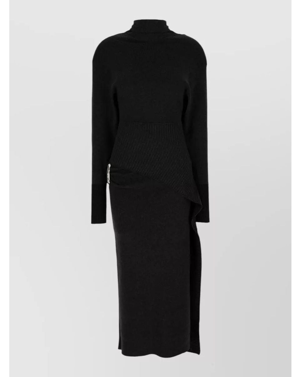 Lanvin Black Cashmere Knit Knee-Length Dress
