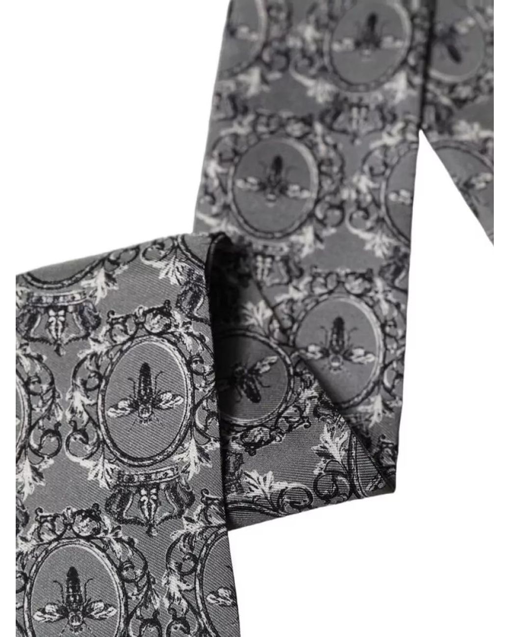 Dolce & Gabbana Gray Silk Skinny Twilly Scarf for men