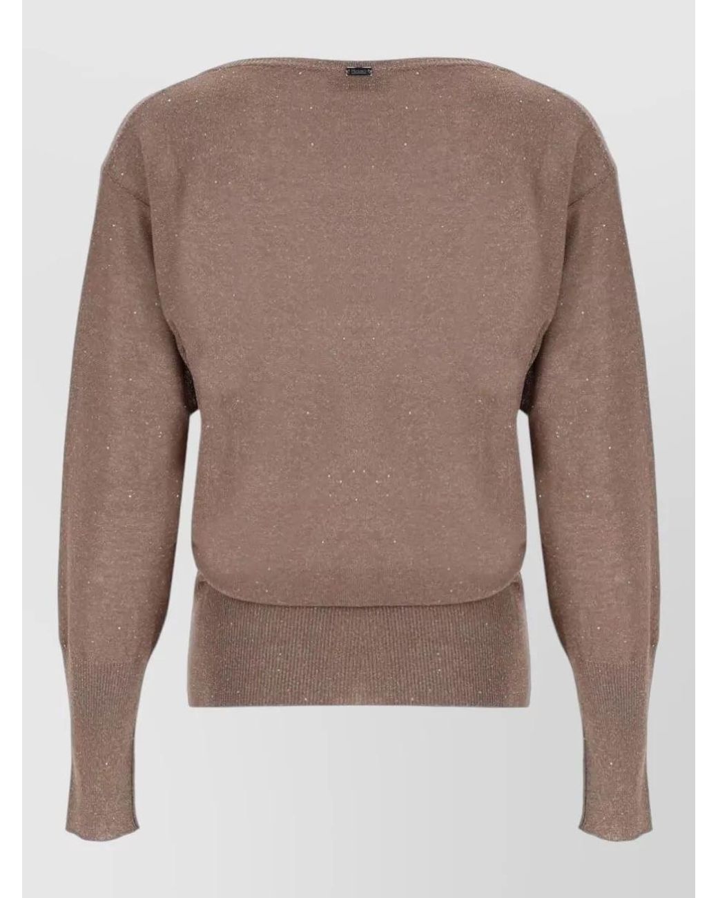 Herno Brown Lamé Sequin-Knit Jumper