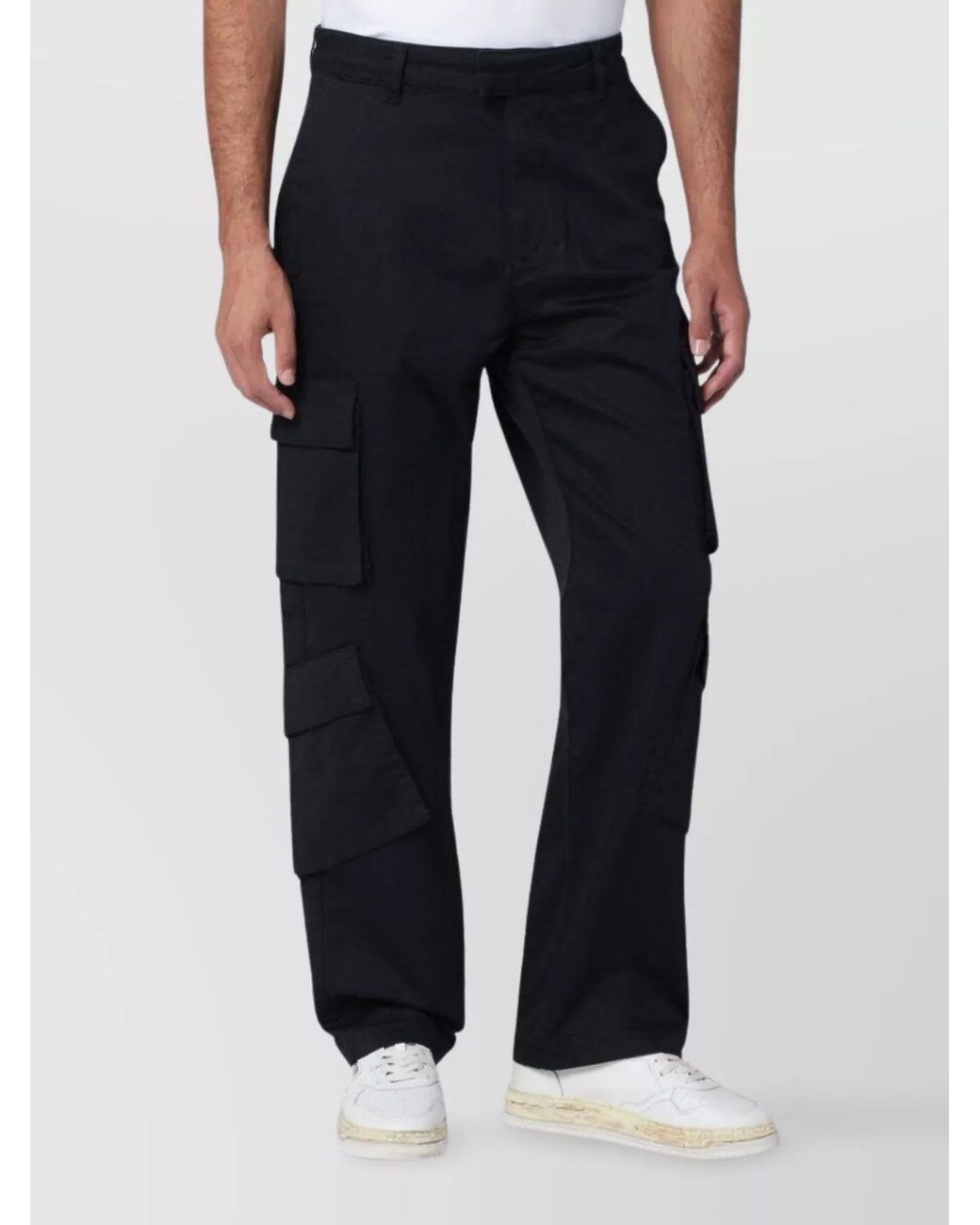 Represent Blue Cotton Cargo Trousers for men