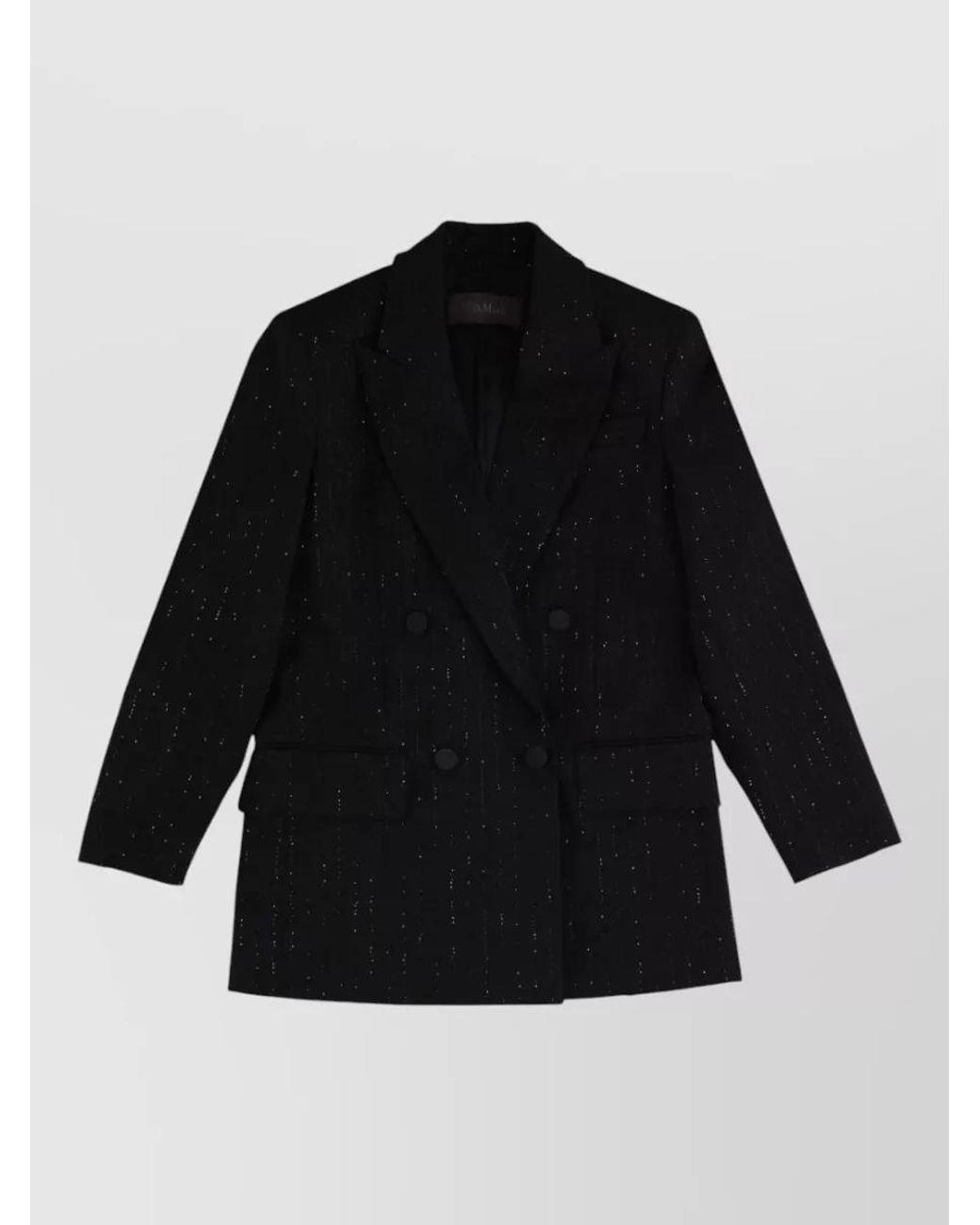 Max Mara Black Double-Breasted Jacket With Rhinestone Details