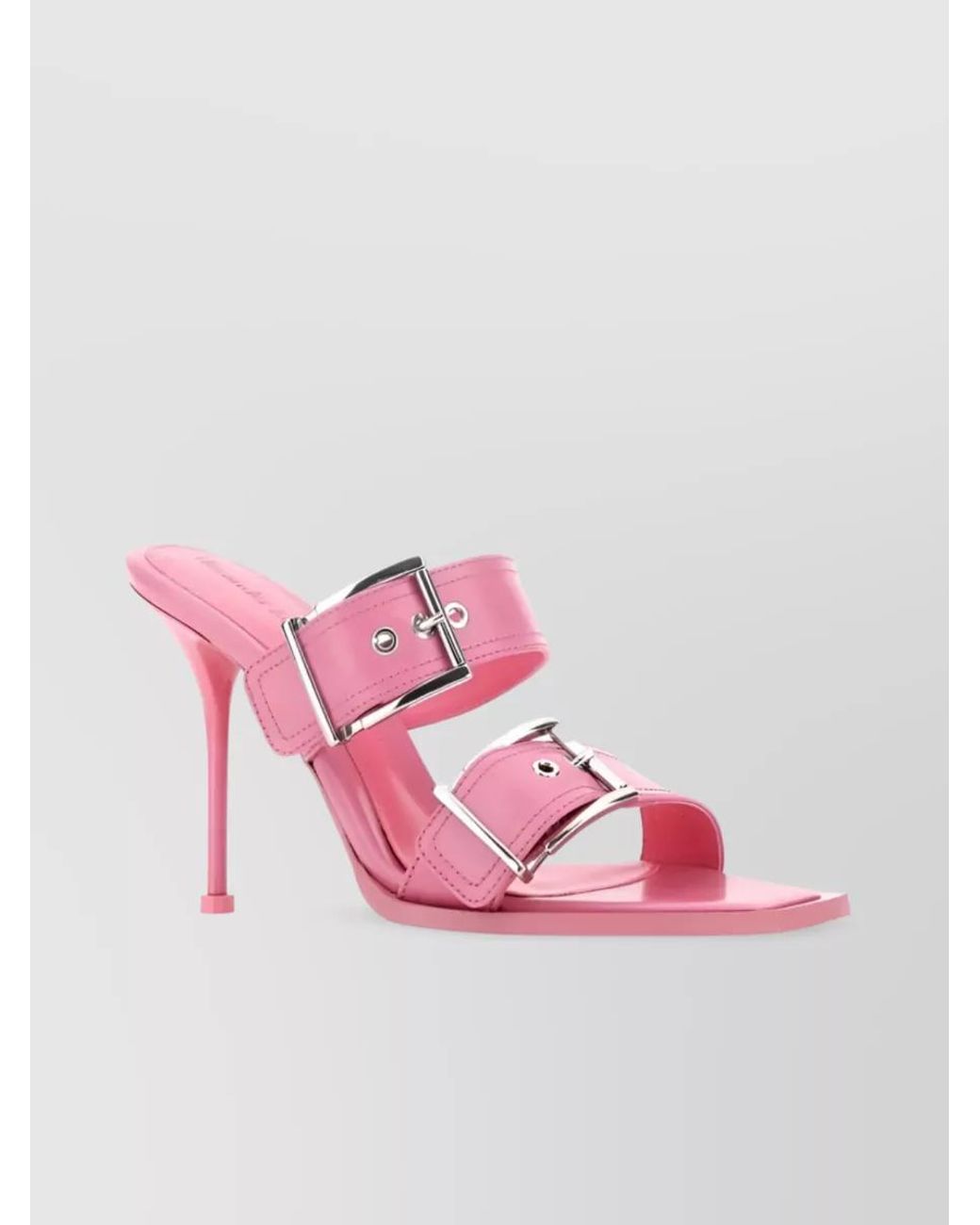 McQueen Pink Leather Buckle Sandals