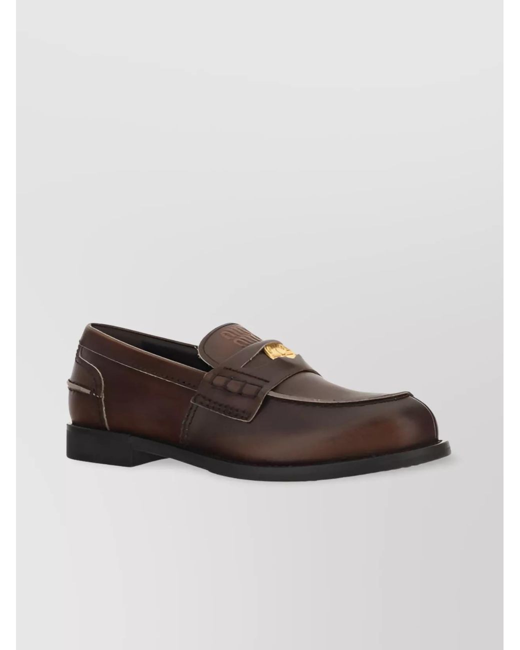 Miu Miu Brown Leather Penny Loafers