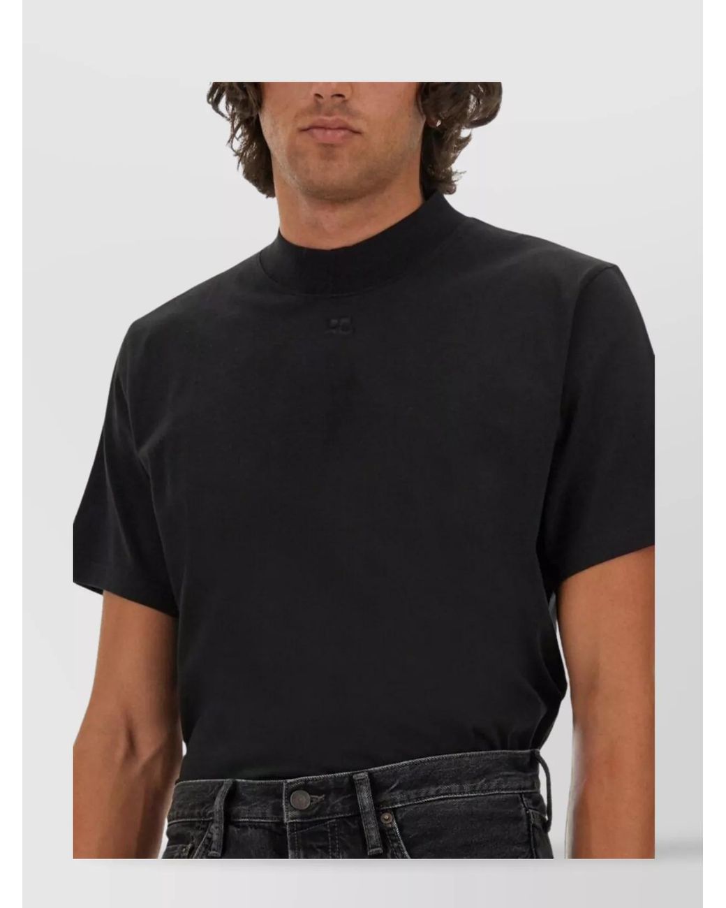 Courreges Black Logo Cotton T-Shirt for men