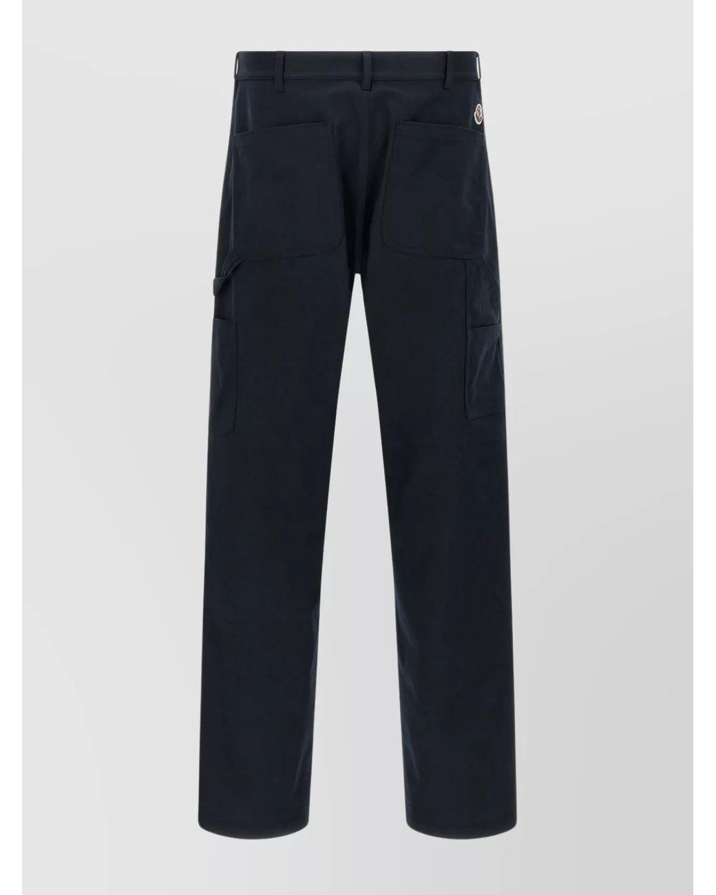 Moncler Blue Cotton Straight-Leg Trousers for men