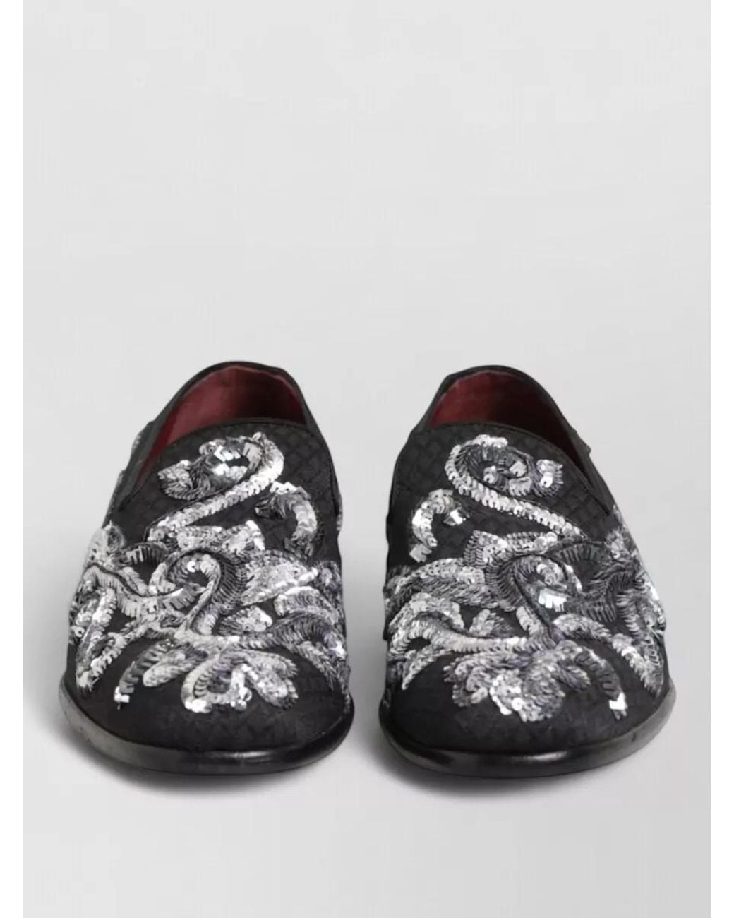 Dolce & Gabbana Black Floral-Embroidered Loafers for men