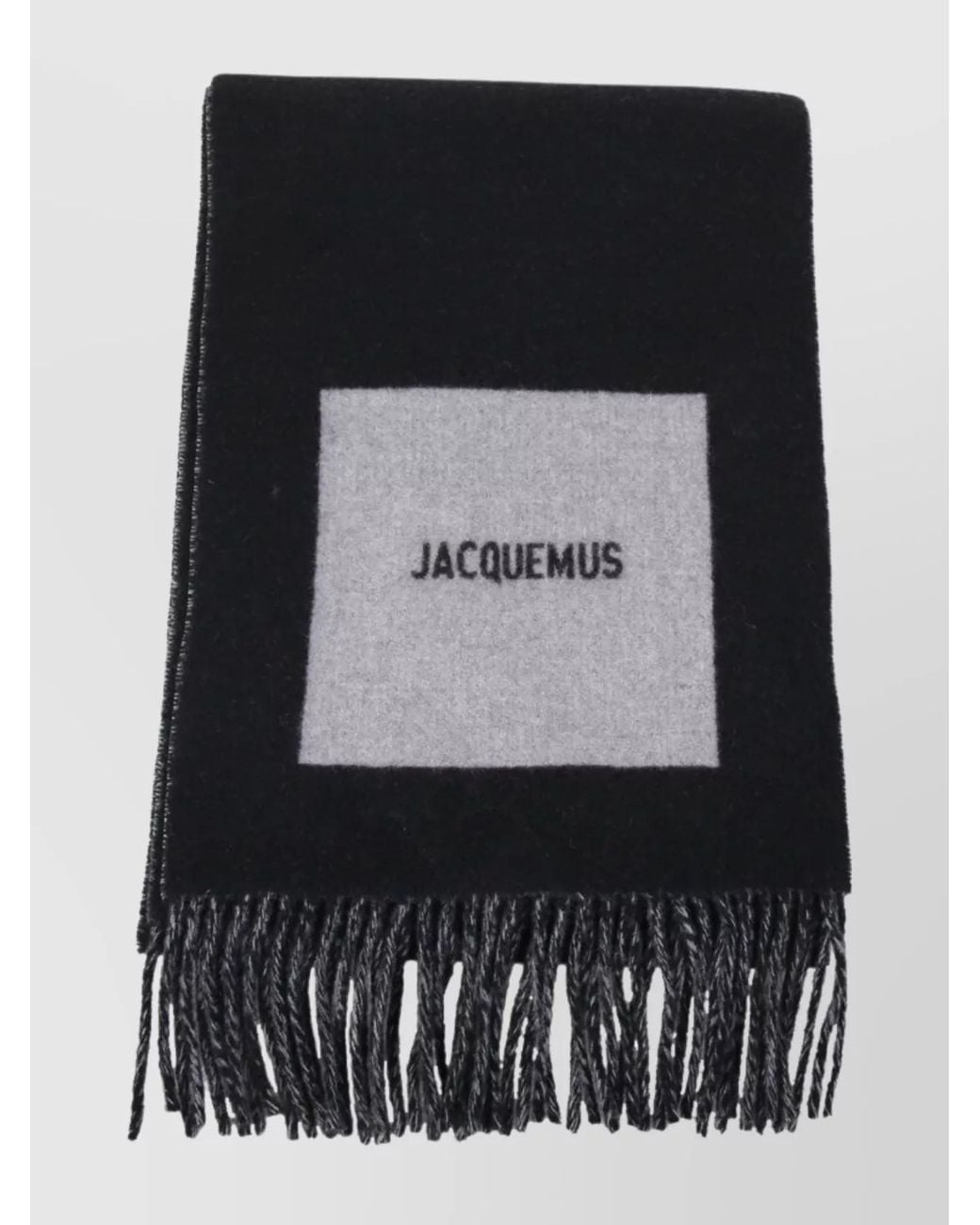 Jacquemus Black Virgin Wool Fringed Scarf