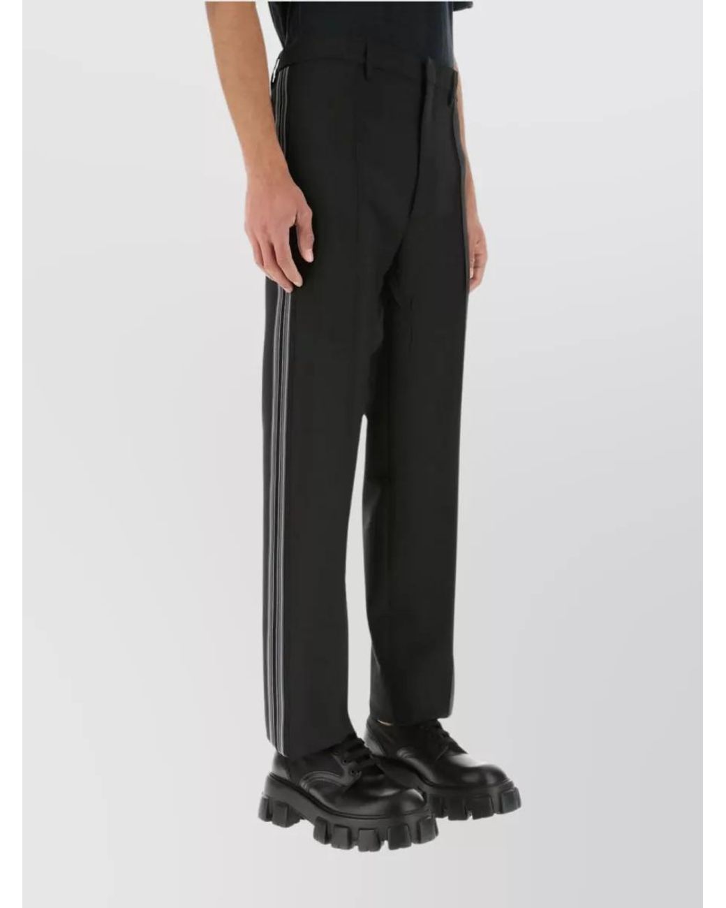 Prada Black Mohair Wool Straight-Leg Trousers for men