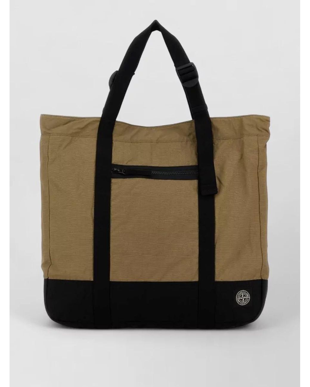 Stone Island Black Canvas Tote Bag for men
