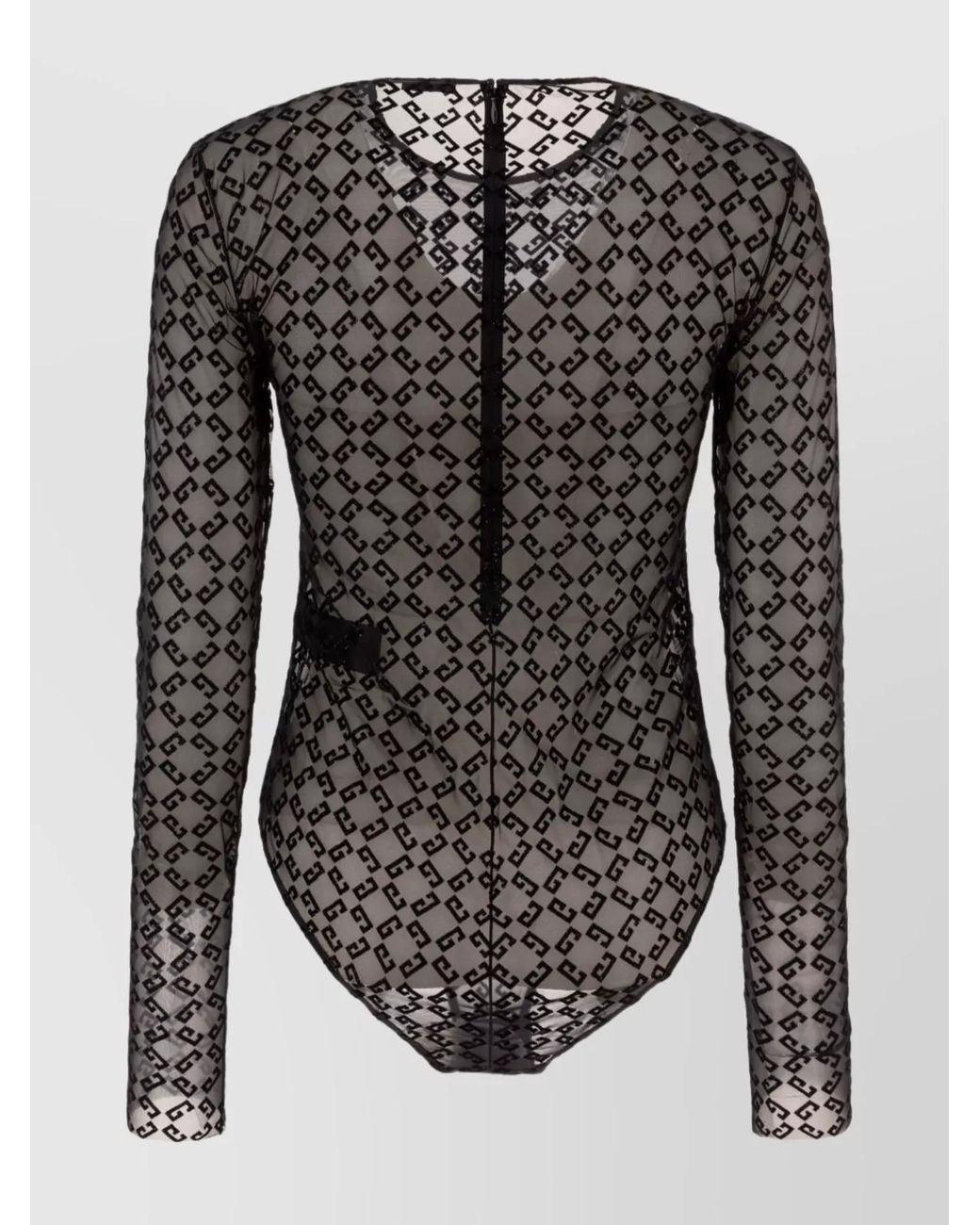 Givenchy Black Monogram Tulle Long-Sleeve Bodysuit