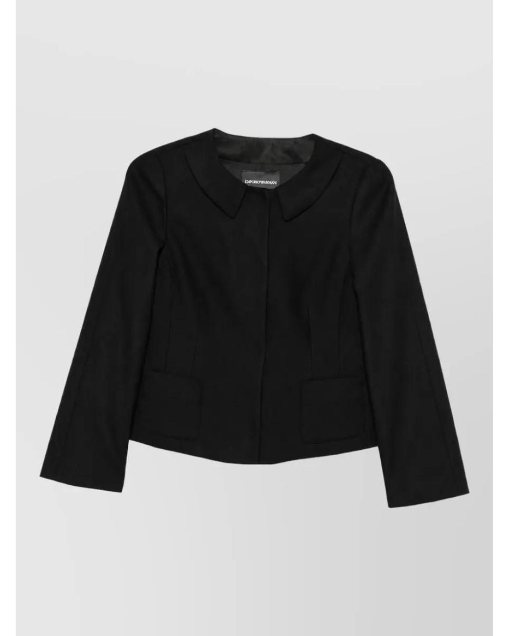 Emporio Armani Black Bow Detail Peter Pan Collar Wool Blend Blazer
