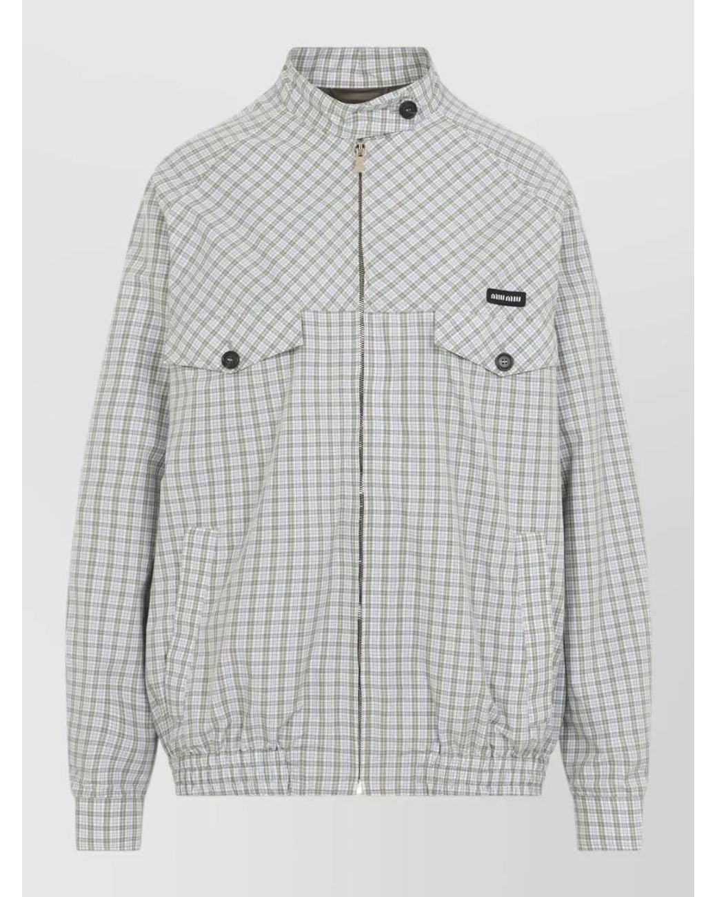 Miu Miu Gray Checked Oversized Single Breasted Jacket