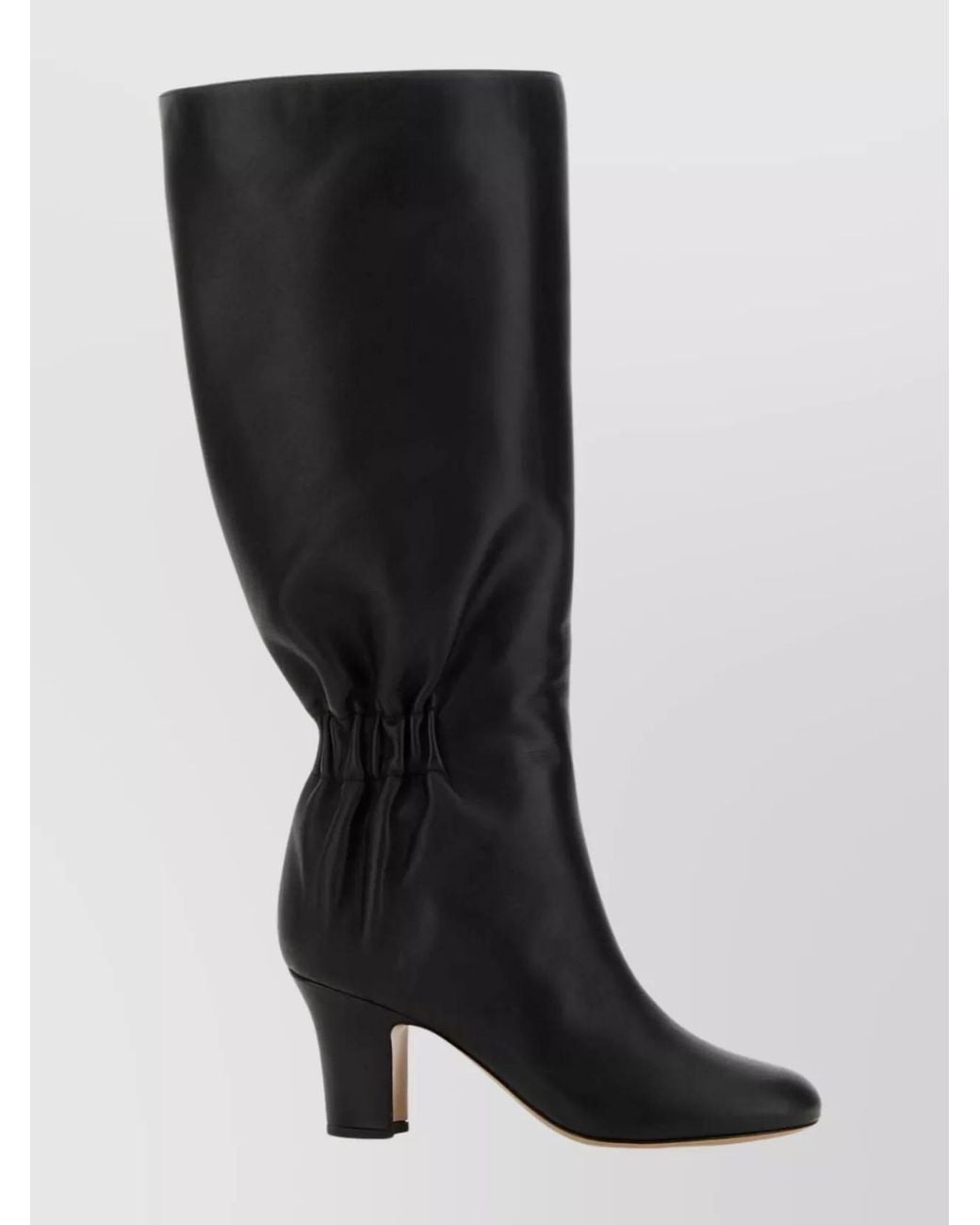 Ferragamo Black Leather Jannette 70 Boots