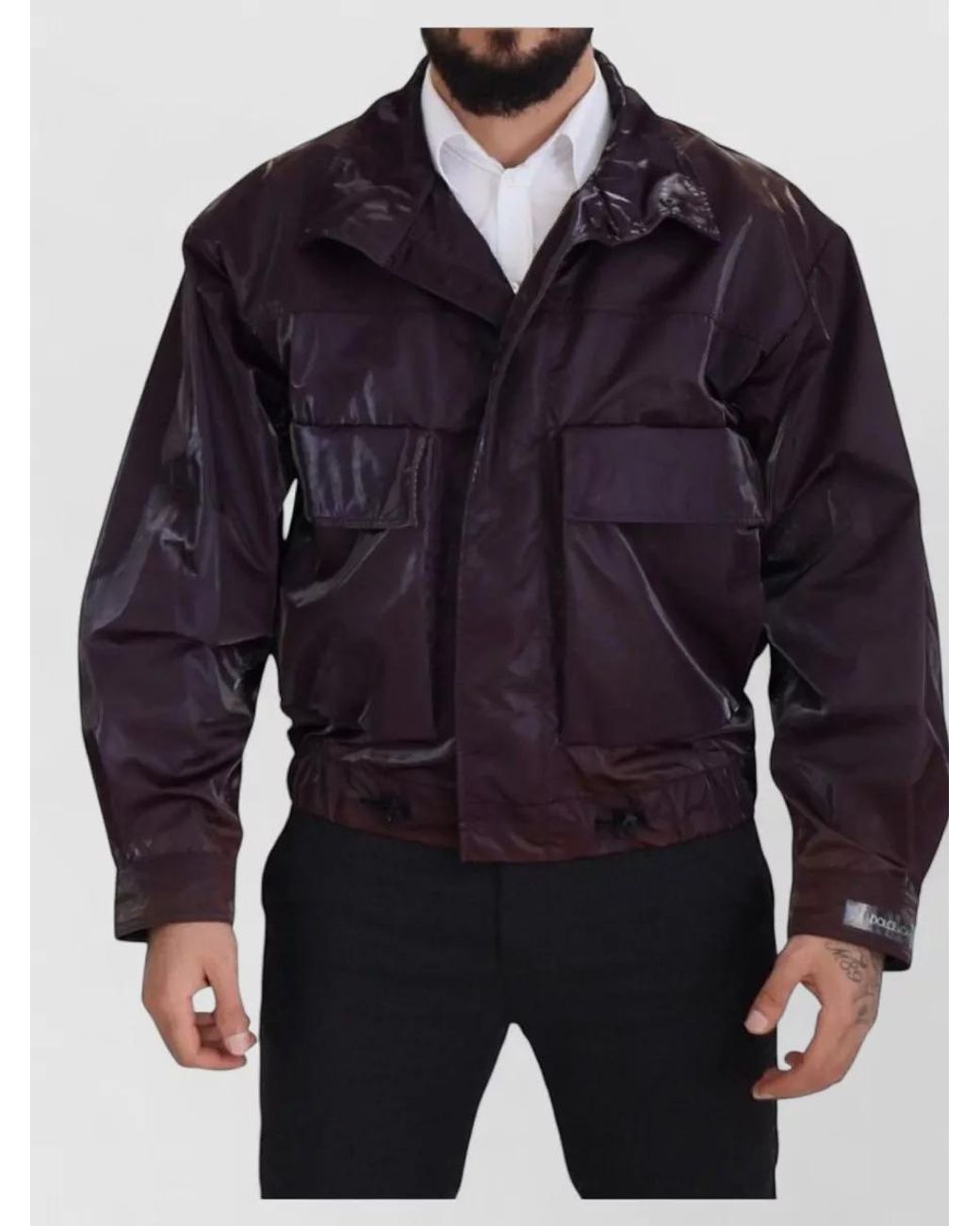 Dolce & Gabbana Blue Nylon Collared Biker Raincoat for men