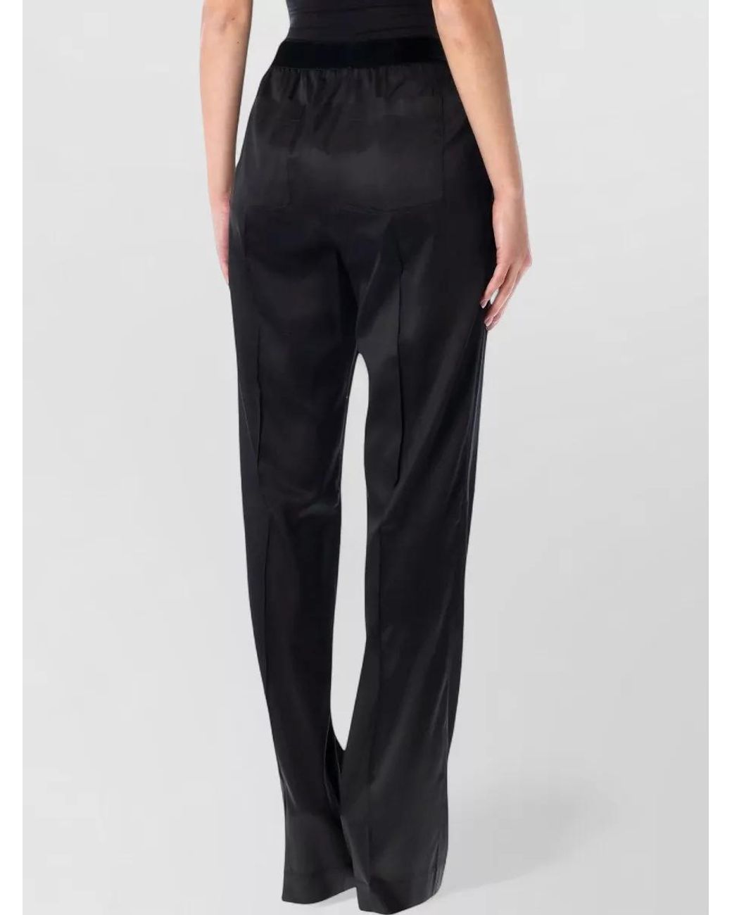 Tom Ford Black Silk Satin Relaxed-Fit Wide-Leg Trousers