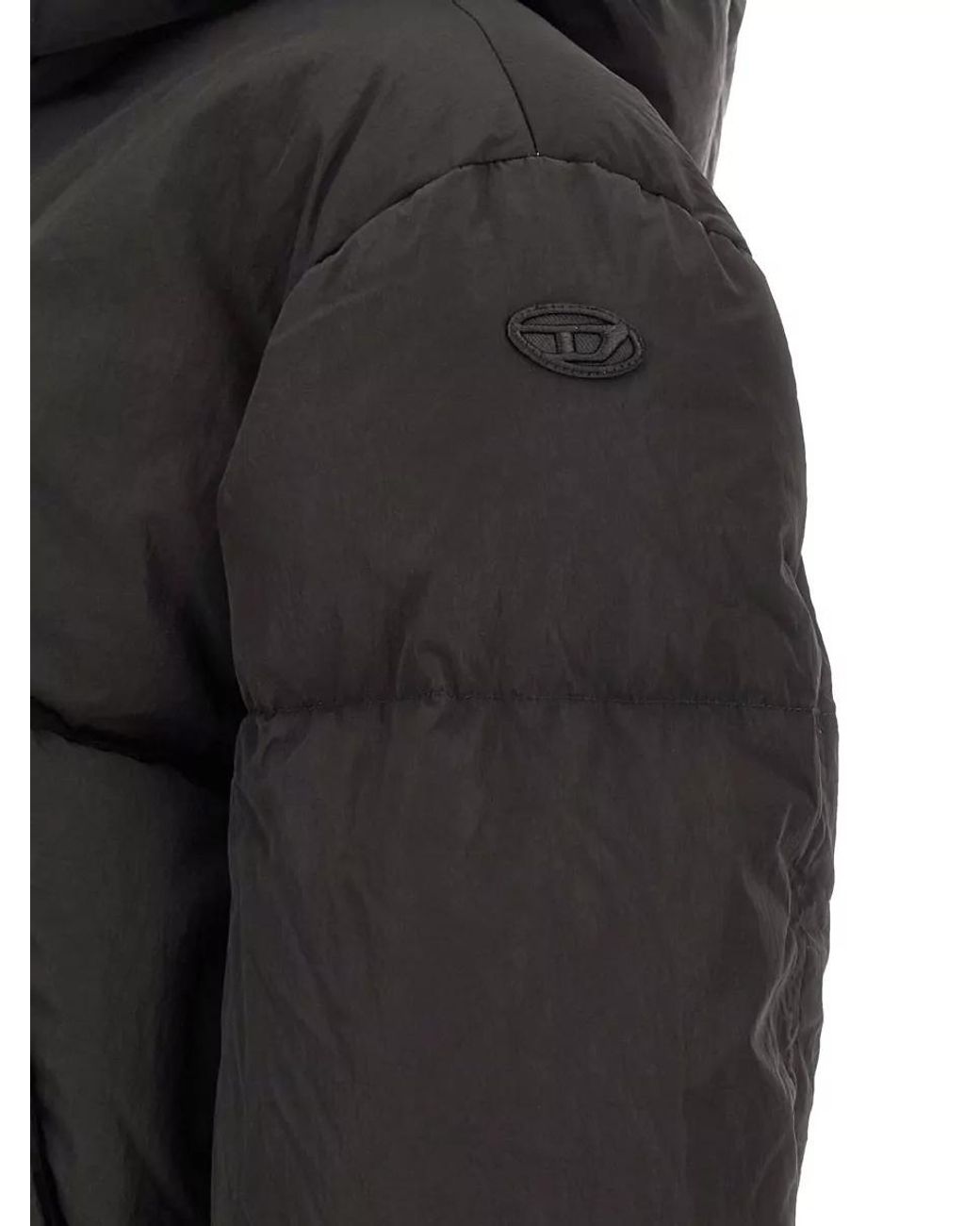 DIESEL Black Down Cropped Puffer Jacket