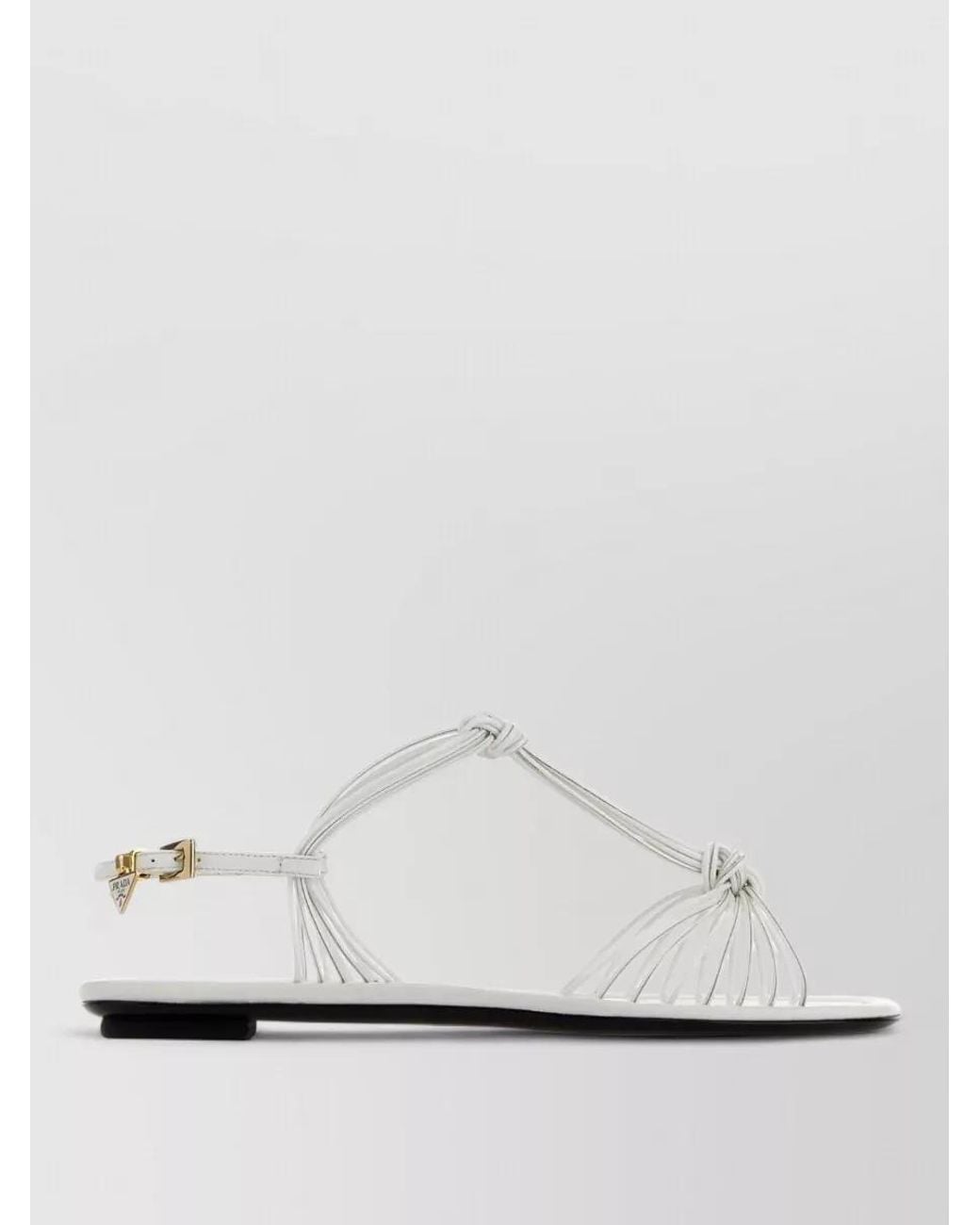 Prada White Leather Sandals