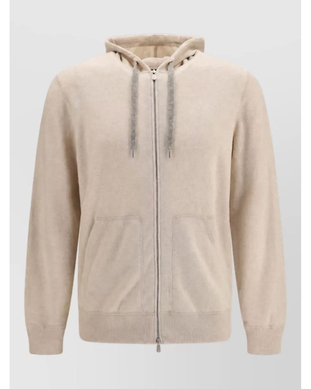 Brunello Cucinelli Natural Cashmere Hooded Jacket for men