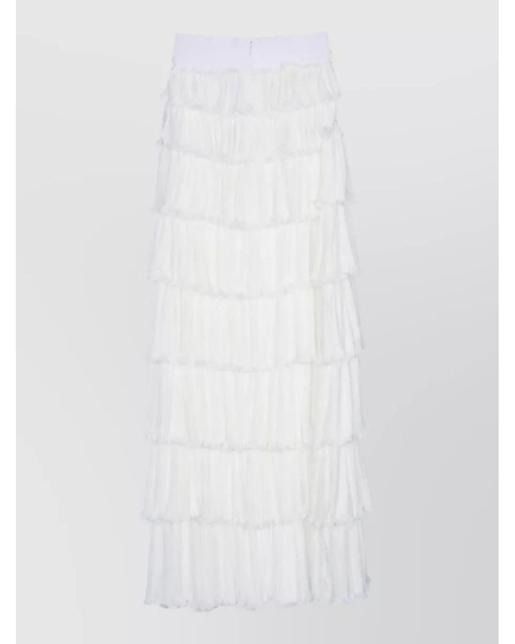 Elisabetta Franchi White Ruffled Maxi Skirt
