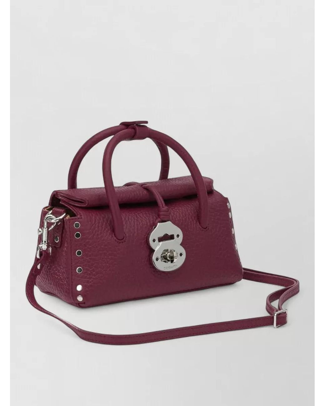 Zanellato Purple Leather Dotta Centauro Baby Mini Bag