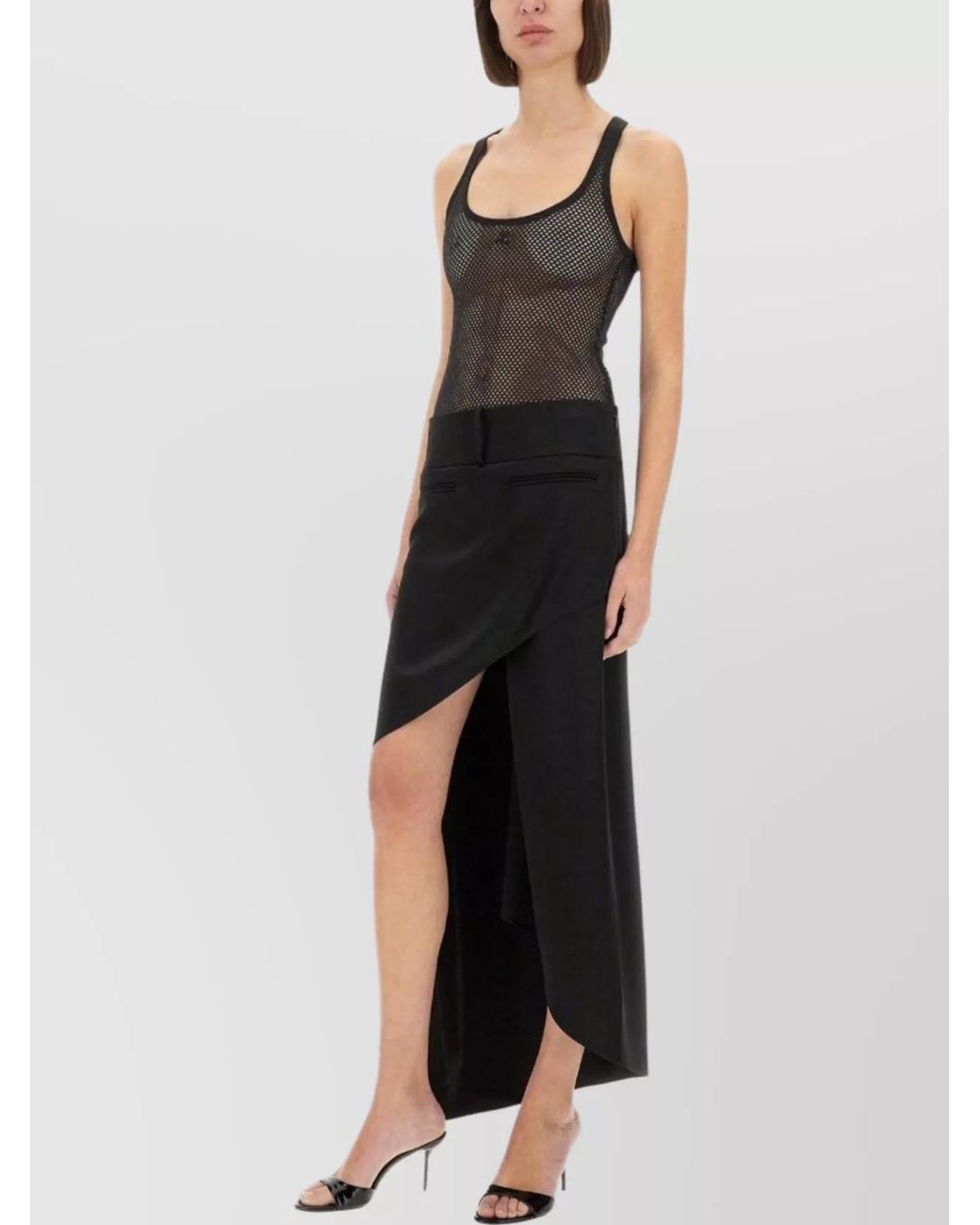 Courreges Black Asymmetric Draped Skirt