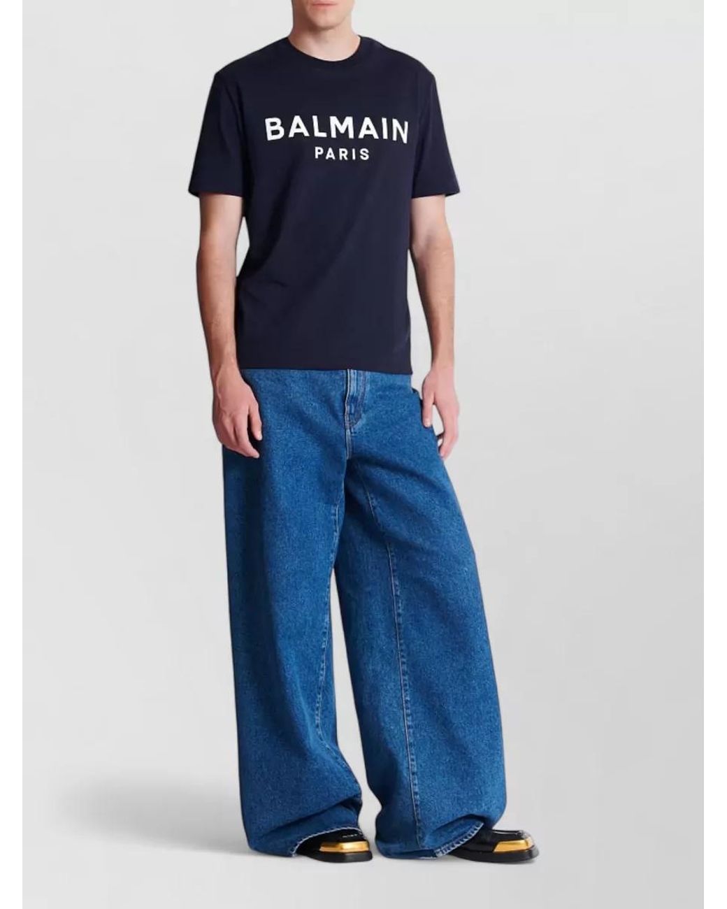 Balmain Blue Cotton T-Shirt for men