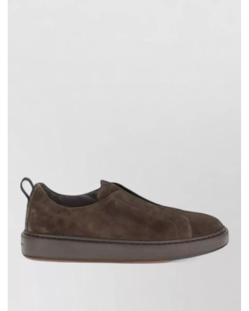 Santoni Brown Leather Low-Top Slip-On Sneakers for men