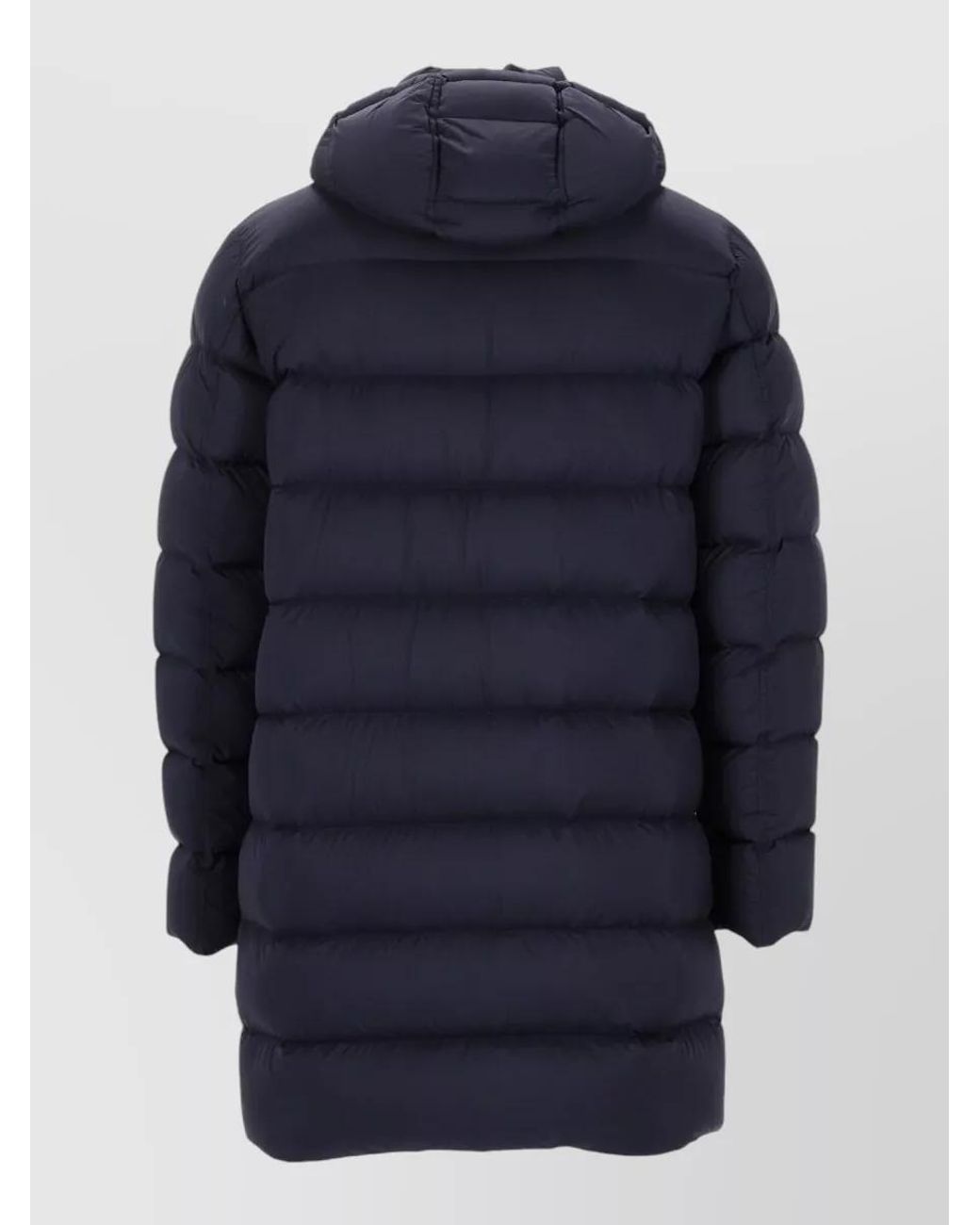 Herno Blue Long Quilted Down Hooded Puffer Coat for men