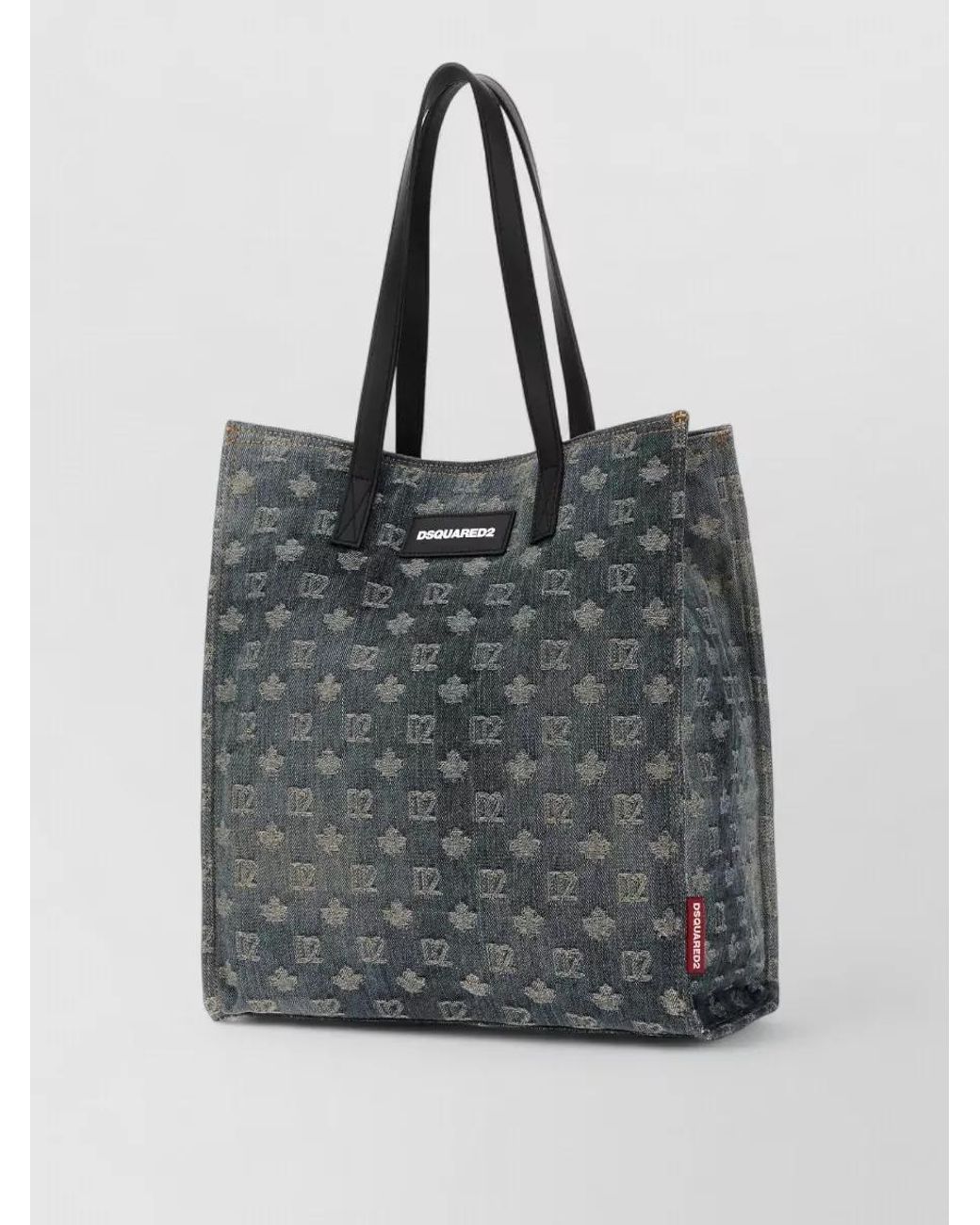 DSquared² Gray Embroidered Denim Tote Bag for men