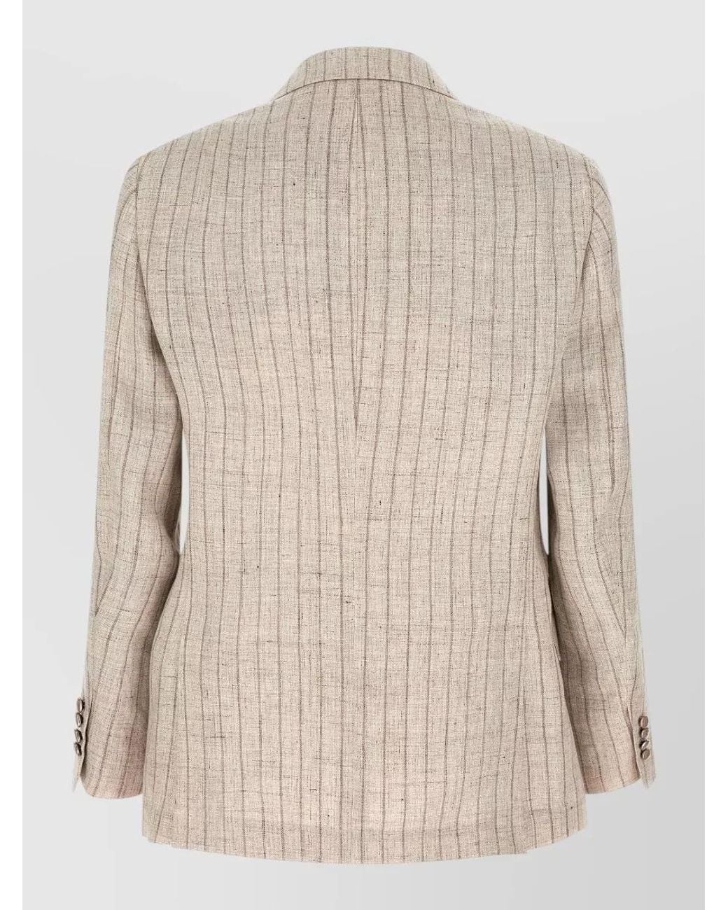 Brunello Cucinelli Natural Linen Pinstripe Blazer for men