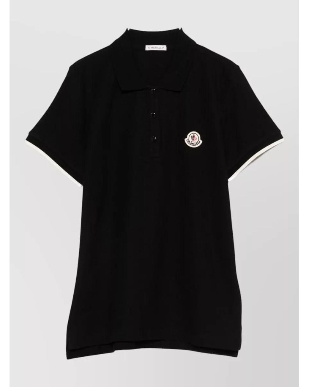 Moncler Black Cotton Short-Sleeve Polo Shirt