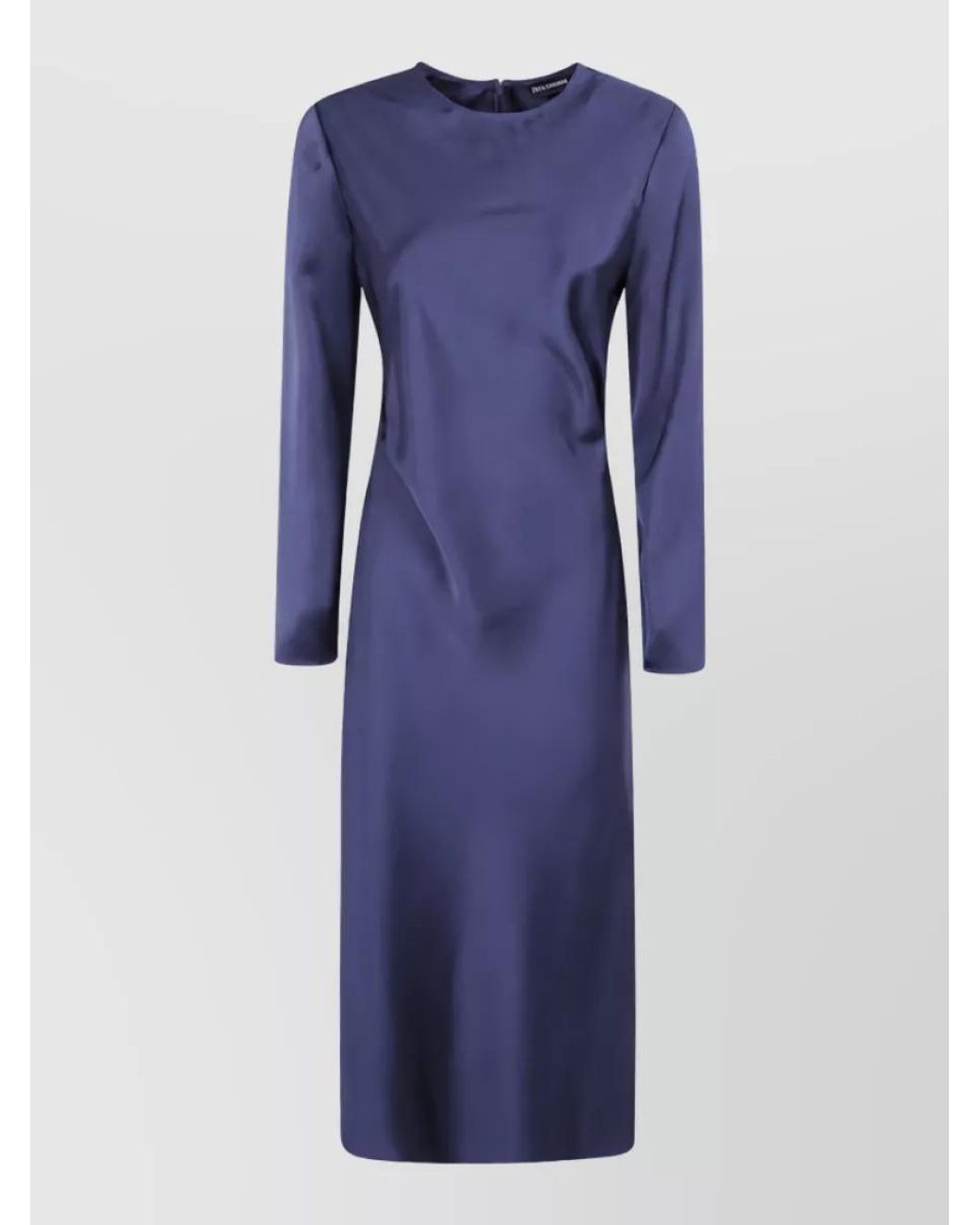 Emporio Armani Blue Satin Long-Sleeve Midi Dress
