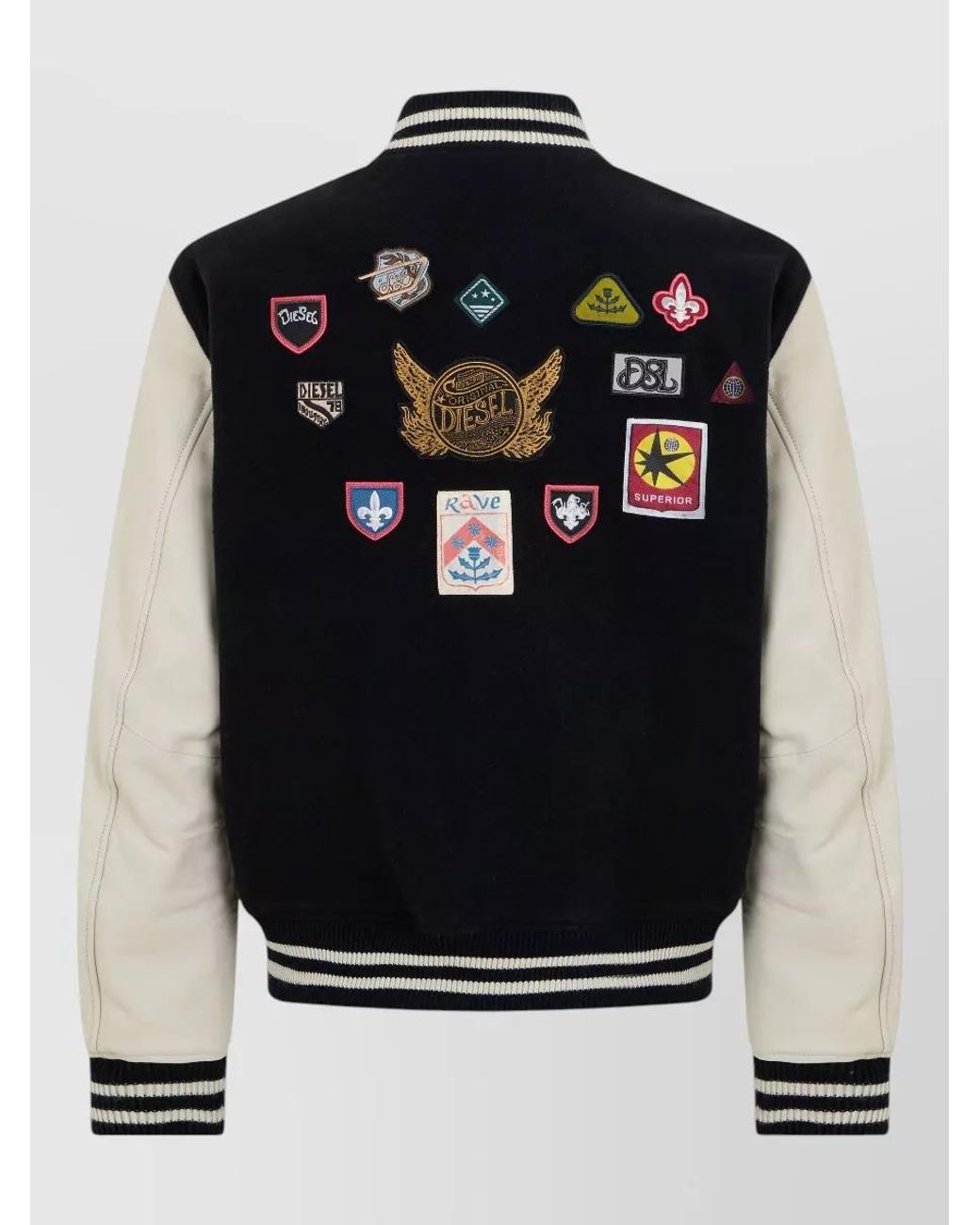 DIESEL Blue Wool Varsity Jacket for men