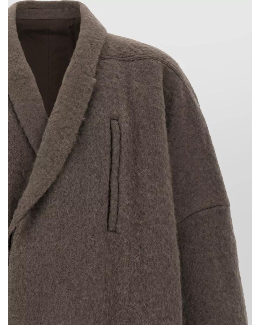 Rick Owens Brown Alpaca Wool Bouclé Cocoon Coat for men