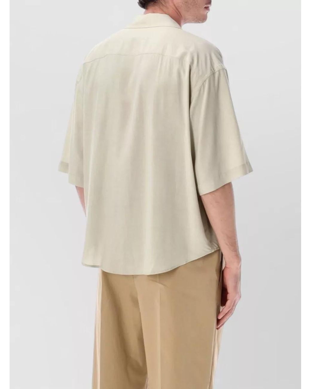 AMI Natural Viscose Short-Sleeve Boxy Shirt for men
