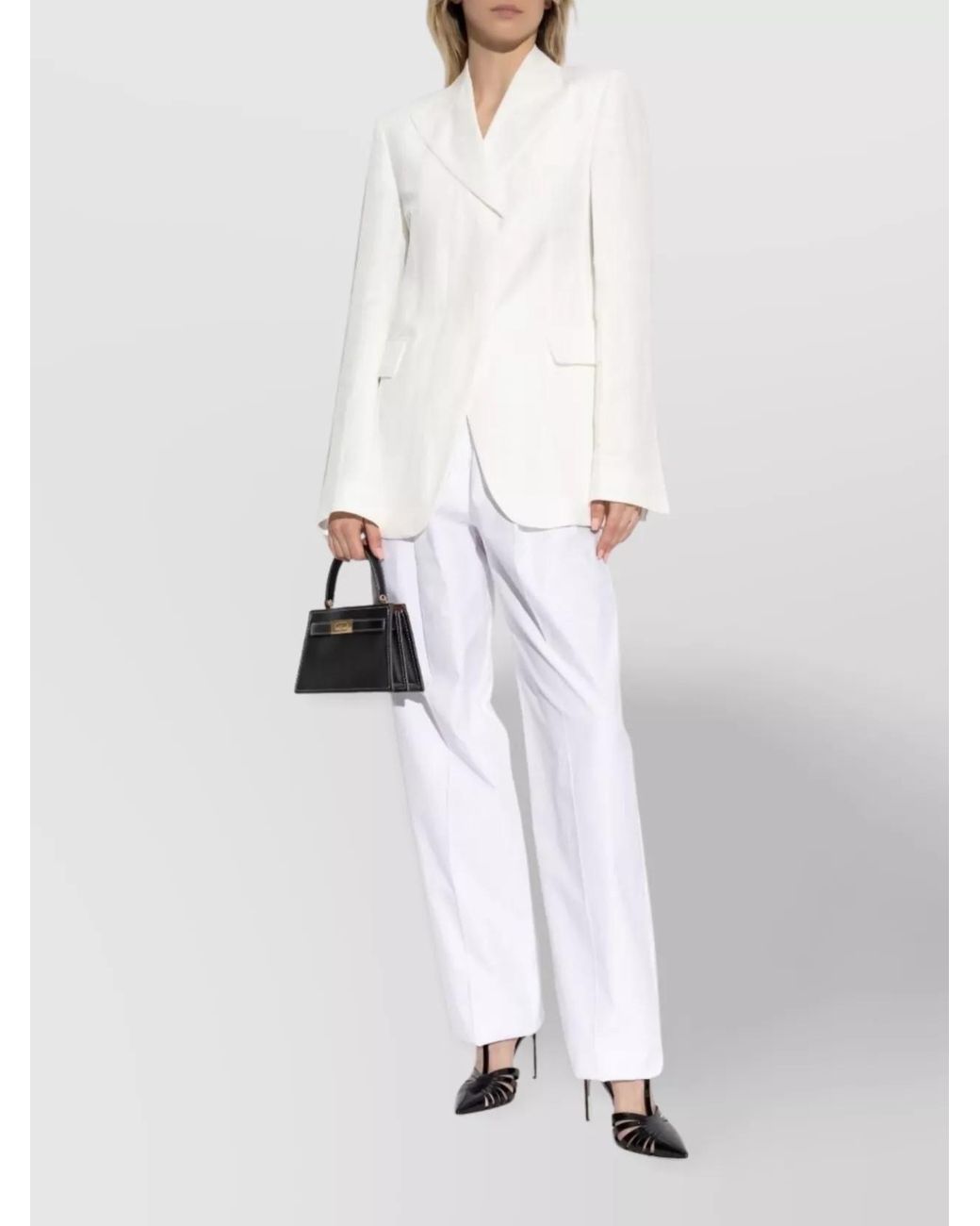 Sportmax White Cotton Wide-Leg Trousers