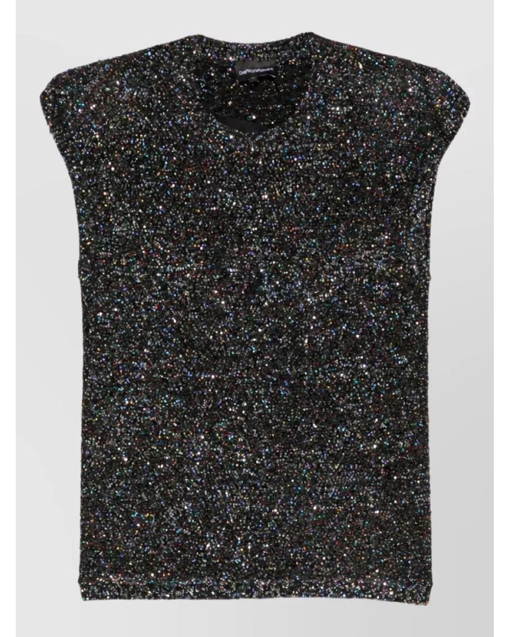 Emporio Armani Black Sequin-Embellished Sleeveless Knitted Top