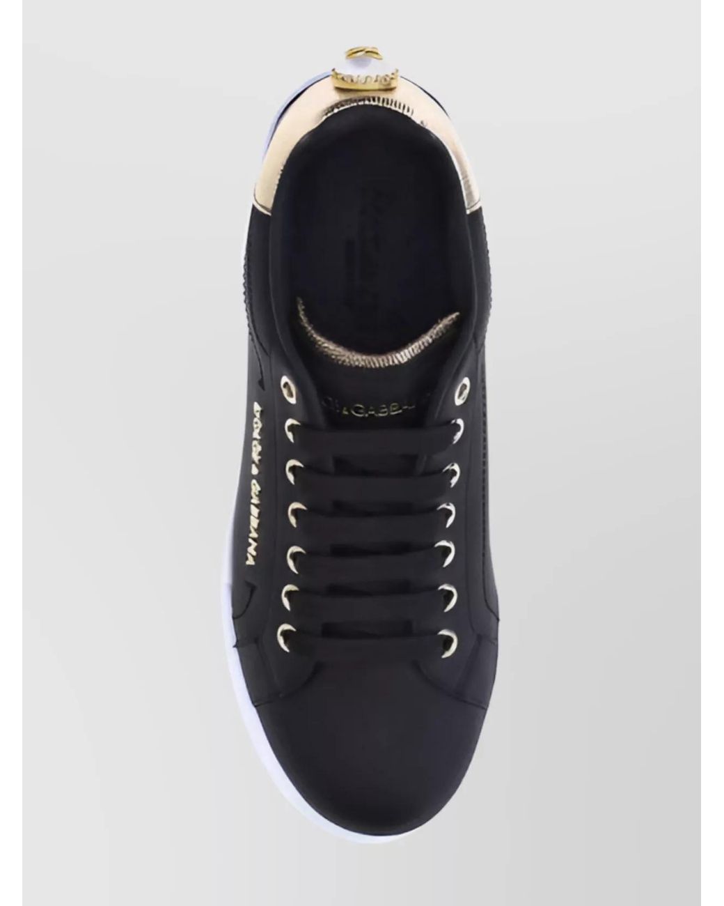 Dolce & Gabbana Black Portofino Lettering Leather Sneaker