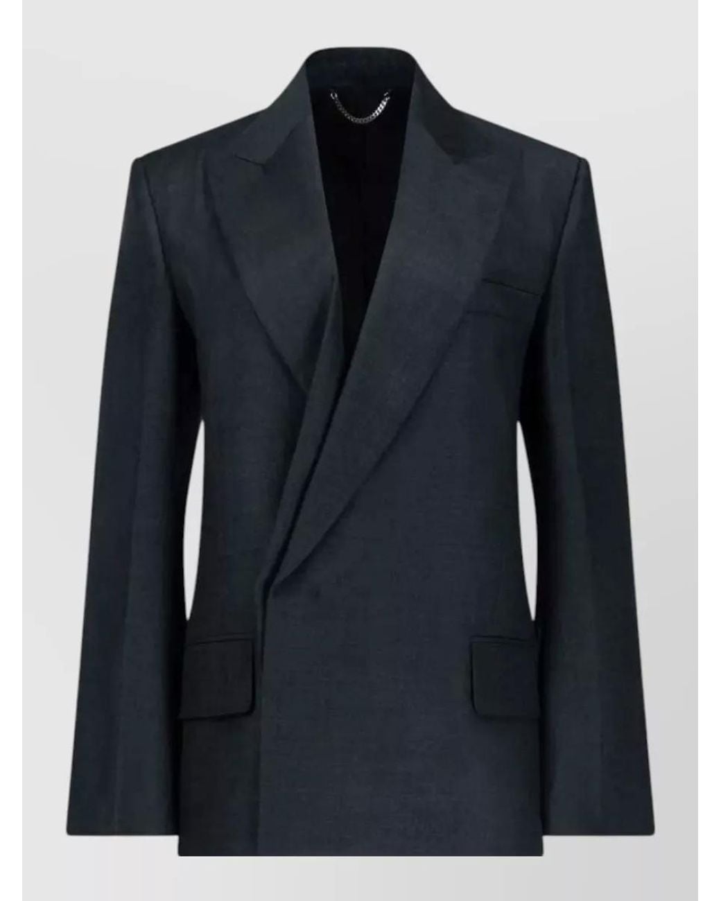 Victoria Beckham Blue Wool Single-Breasted Blazer