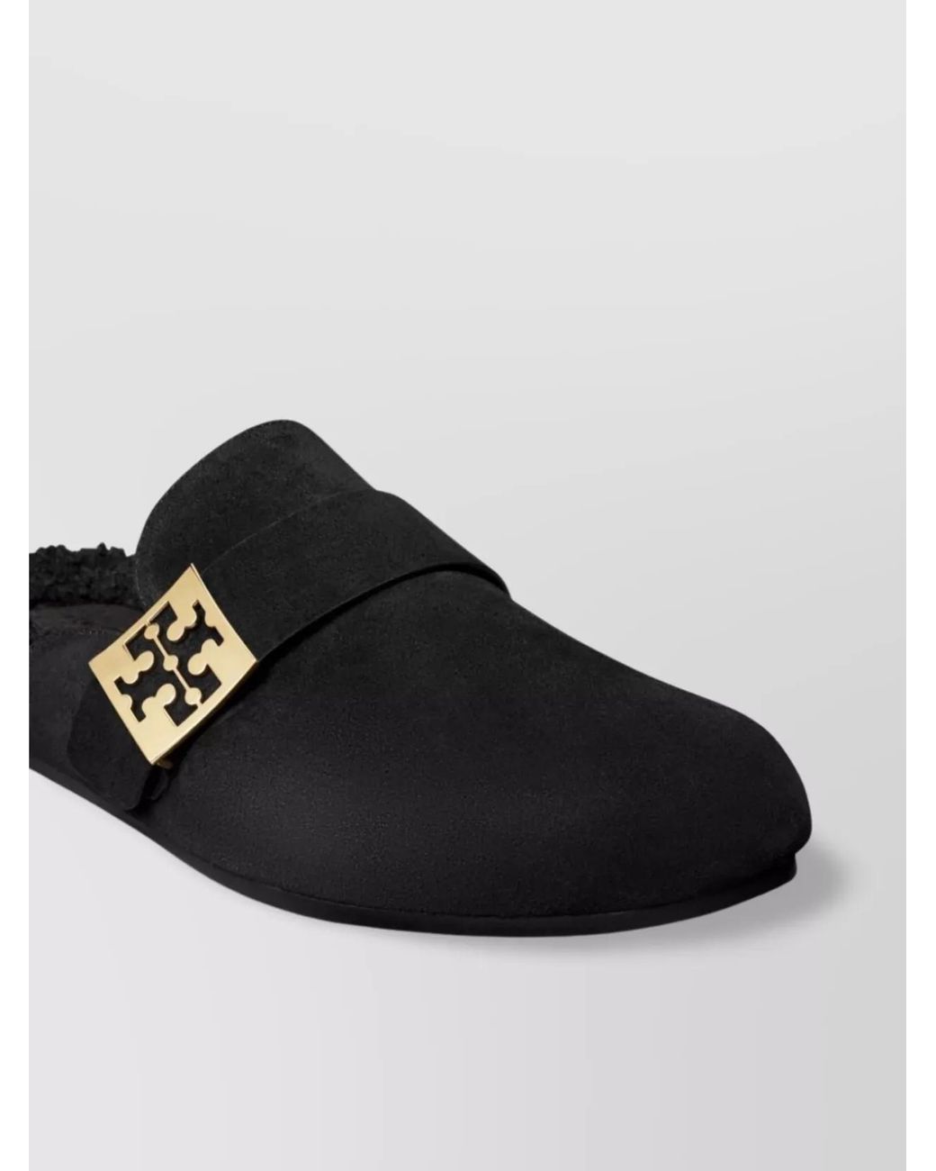 Tory Burch Black Suede Shearling Mules