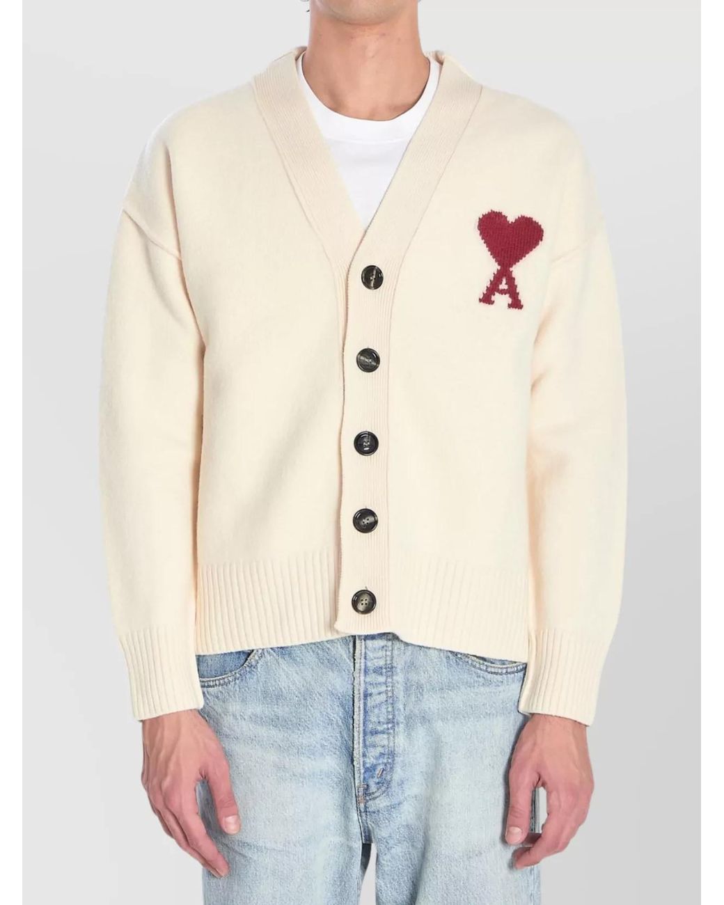 AMI Blue Ami De Coeur Cardigan for men