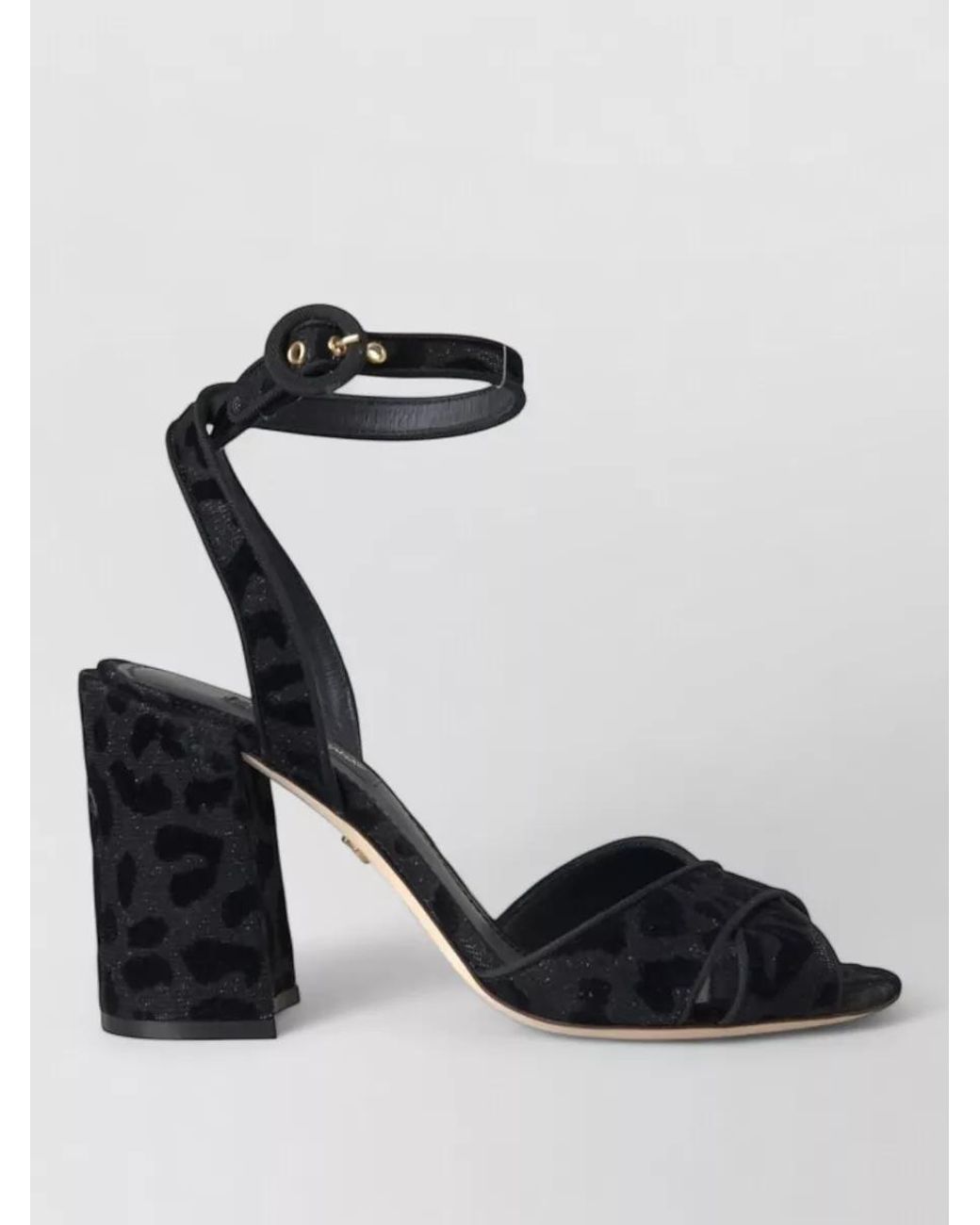 Dolce & Gabbana Black Leopard-Print Suede Sandals