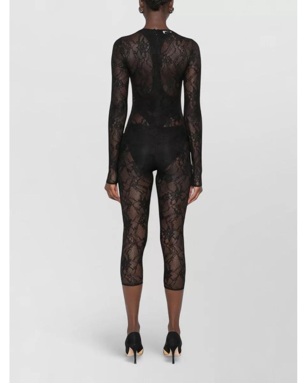 ANDAMANE Black Round Neck Long Sleeve Jumpsuit