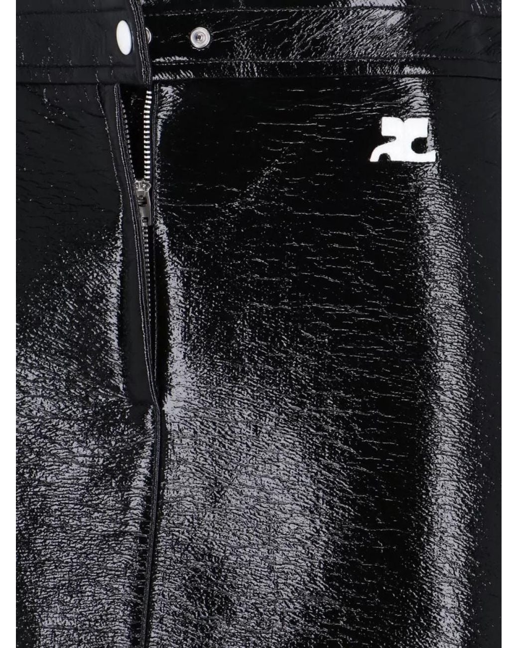 Courreges Black Faux Leather A-Line Mini Skirt