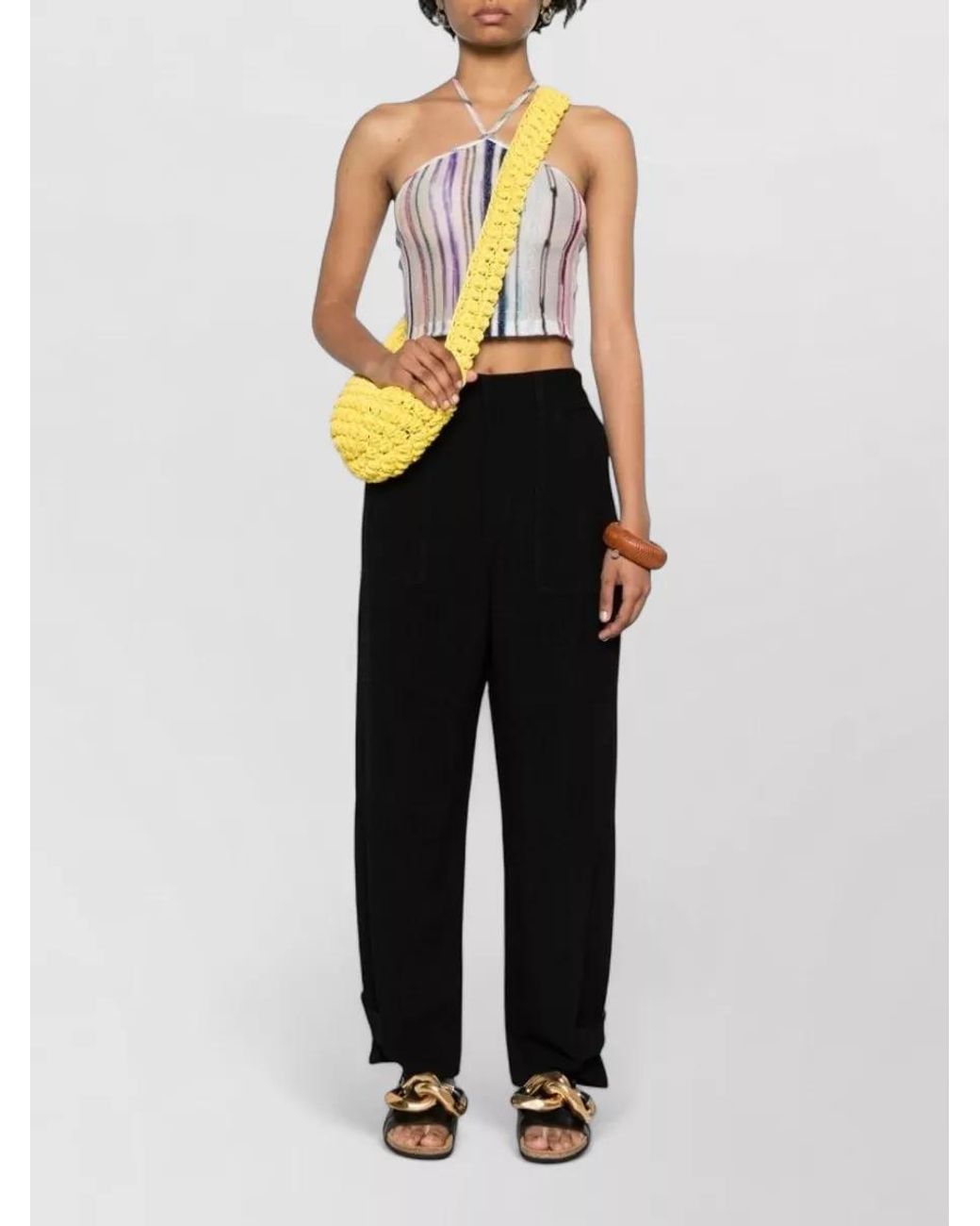 Loewe Black Linen Blend Cargo Wide-Leg Trousers