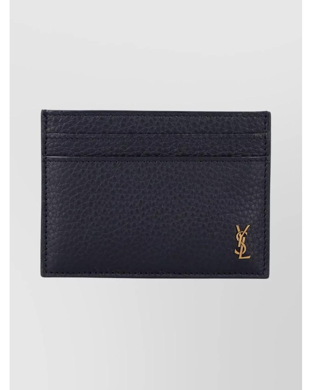 Saint Laurent Black Tiny Cassandre Leather Card Holder for men