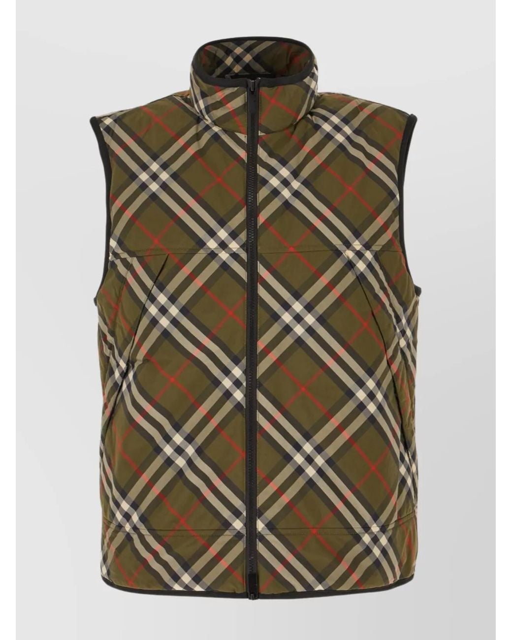 Burberry Green Quilted Sleeveless Check Gilet for men
