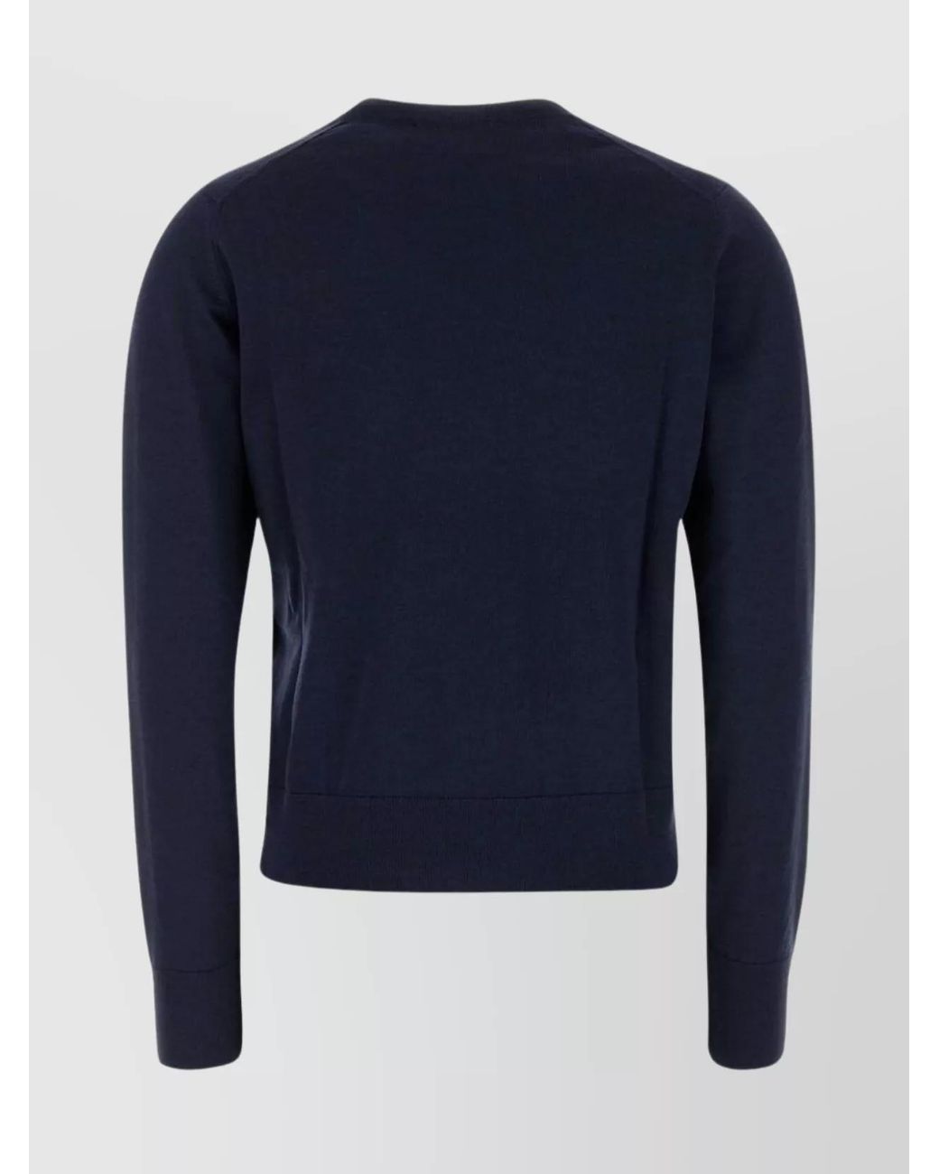Maison Kitsuné Blue Merino Wool Mélange Ribbed-Knit Crew-Neck Jumper