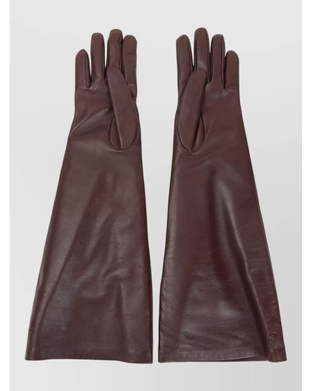 Saint Laurent Brown Leather Long Gloves